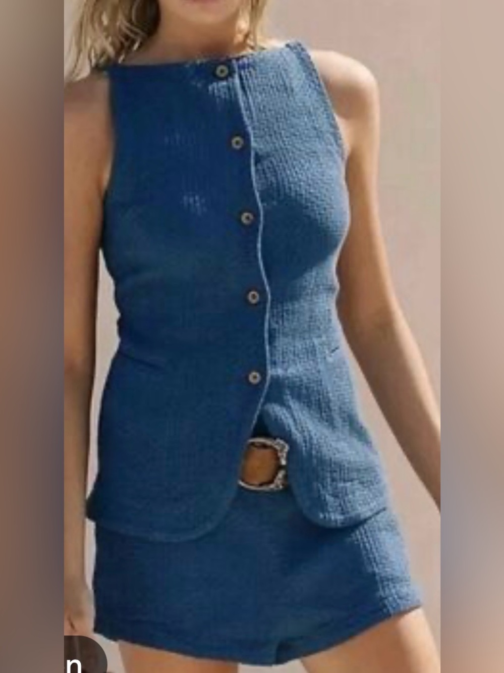 Free People Coastal Classy Short Set Size L Blue